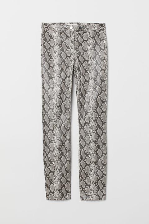 Snakeskin-patterned Trousers - Black