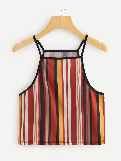 Top Cami Crop A Righe