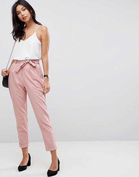 Pantalones De Pinzas Tejidos Con Lazada Obi De Asos