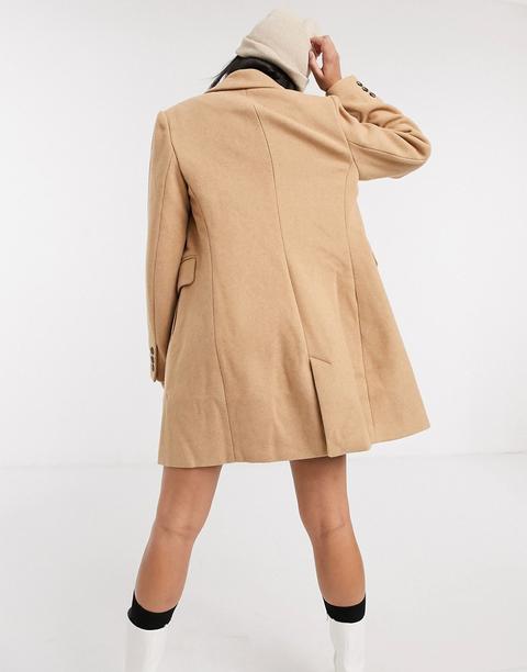 Stradivarius double breasted tailored coat in camel