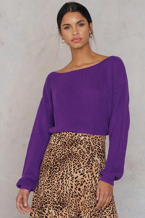 Cropped Knitted Sweater Purple