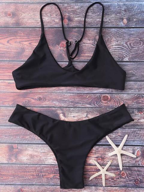 Bikini Perizoma Con Cinturino Da Spaghetti Burgundy Gray Black Pink Army Green Ginger