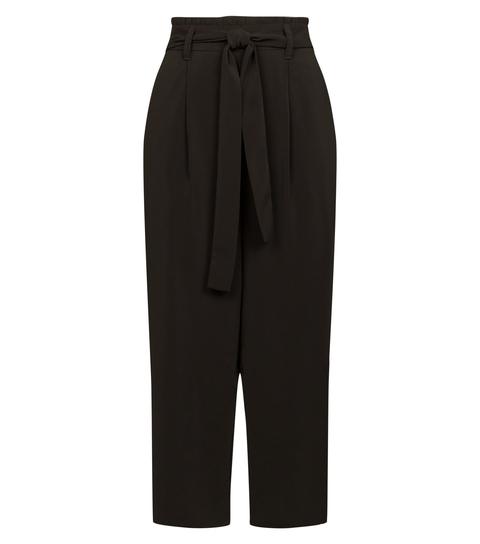 Black Tie Waist Cropped Trousers New Look