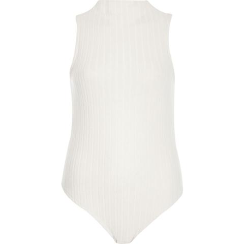 Cream Soft Ribbed Turtleneck Bodysuit