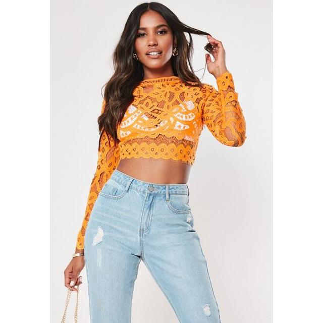 Missguided Long Sleeve Lace Crop Top Burgundy, $20, Missguided