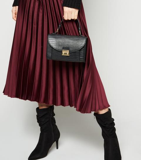 Black Faux Snake Clasp Front Cross Body Bag New Look Vegan