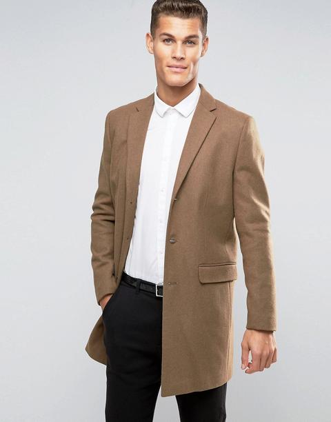 New Look - Cappotto Di Lana Cammello - Cuoio