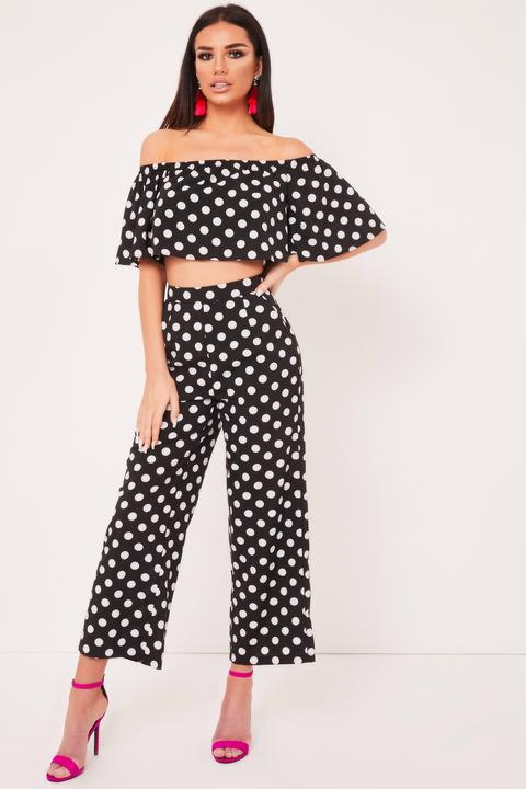 Holly Black Polka Dot Top & Trousers Set