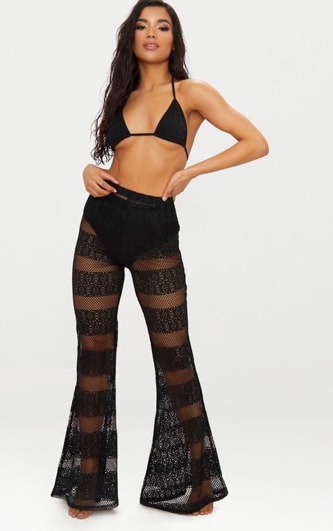 Black Crochet Beach Flare