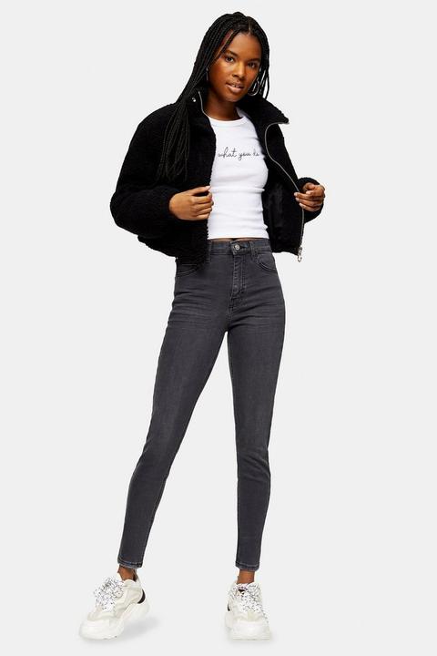 Washed Black Abraided Hem Jamie Skinny Jeans