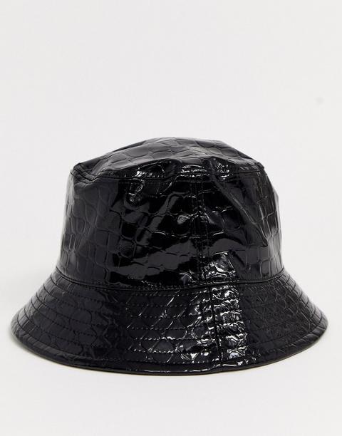 black vinyl bucket hat