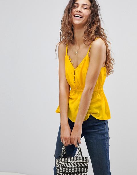 Asos - Luxe - Canotta Arricciata In Vita In Jacquard - Giallo