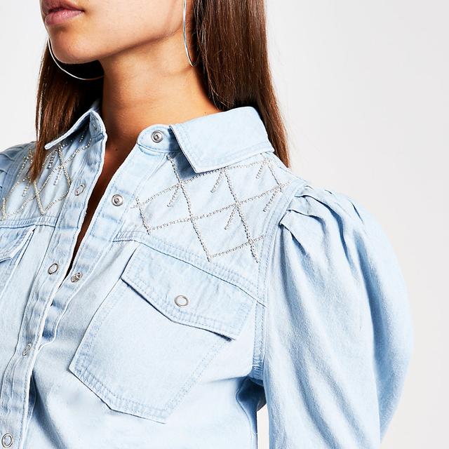 Diamante deals denim shirt