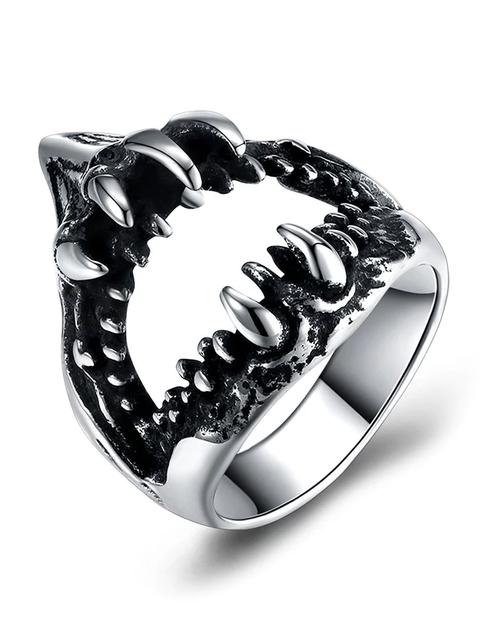 Anello In Acciaio Inossidabile Decorato Con Denti Stile Gotico