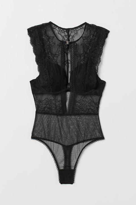 H & M - Body Push-up In Pizzo - Nero