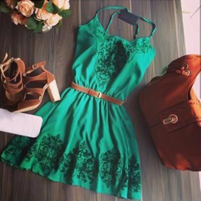Mini Vestido Estampado De Flores Condole Elegante Verde