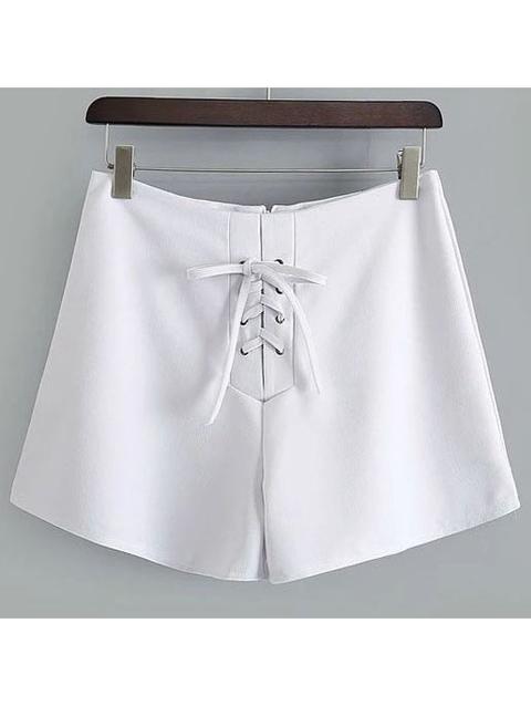 Shorts Con Cordones Con Cremallera Blanco