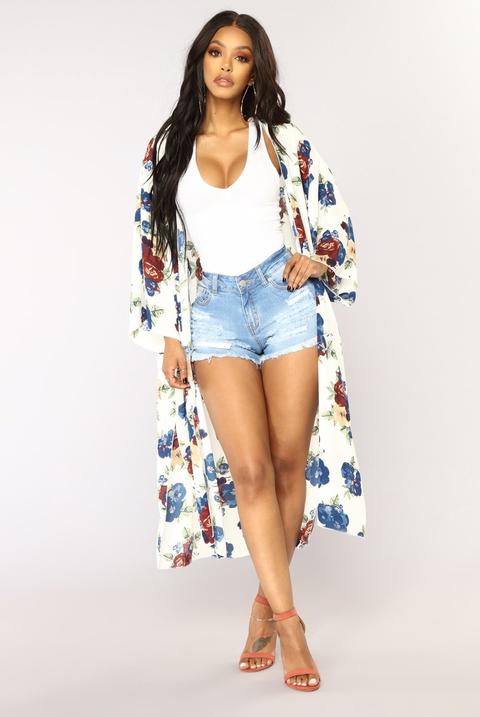 Natalia Floral Kimono - Ivory/floral