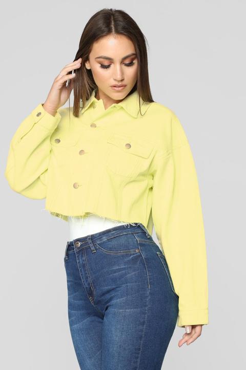 Neon yellow jean store jacket