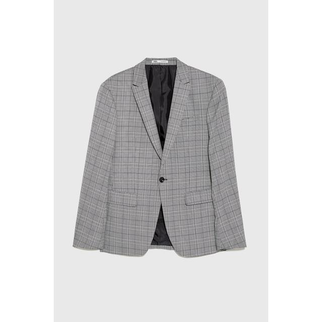 textured check suit blazer