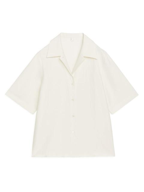 Relaxed Short-sleeved Blouse - White