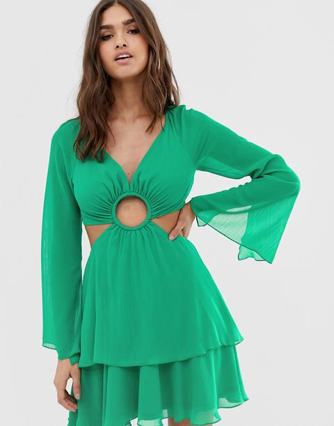 Asos Design - Vestitino A Maniche Lunghe Con Cerchio - Arancione