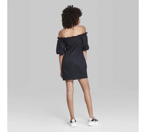 wild fable black dress puff sleeve