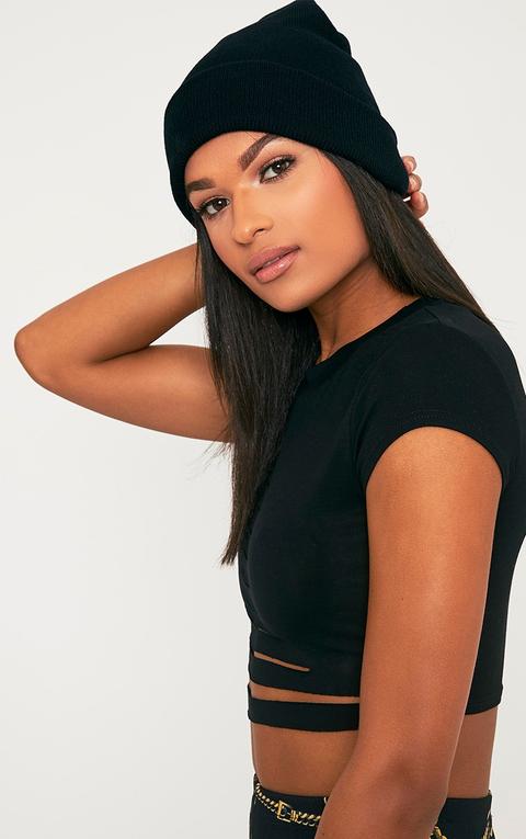 Pollee Black Beanie Hat