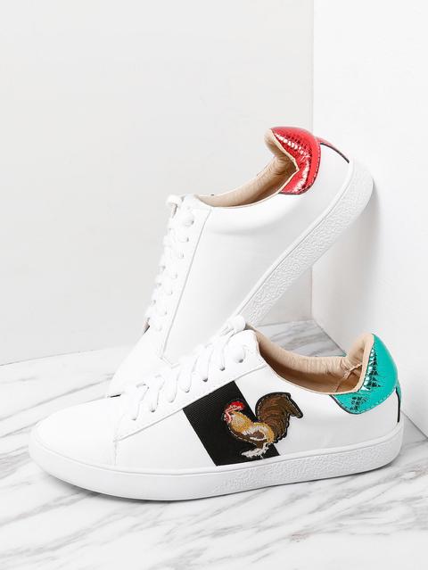 Contrast Cock Pattern Lace Up Sneakers