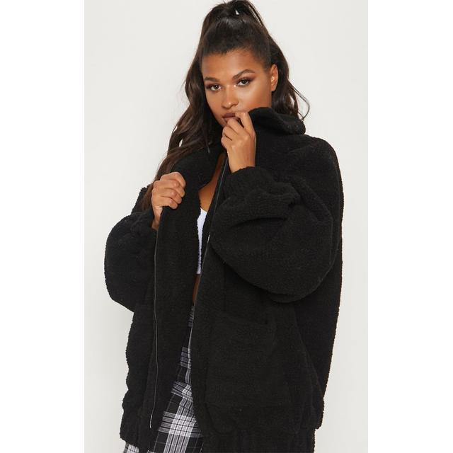 black teddy borg pocket front jacket