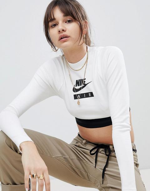 Nike Air High Neck Cropped Top In White