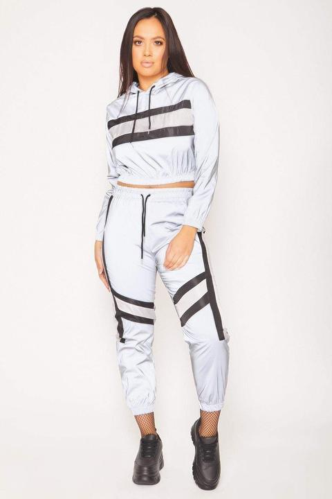 Grey Reflective Hooded Tracksuit Top - 6 Grey