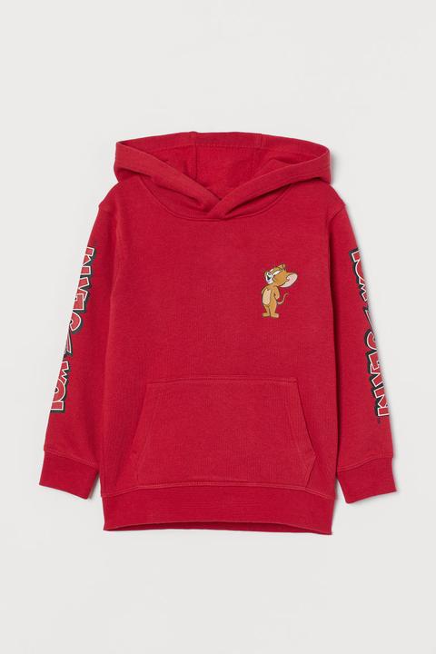 red hooded top