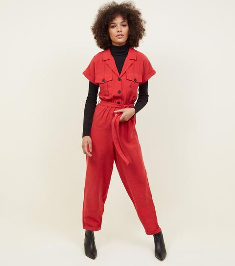 red button jumpsuit