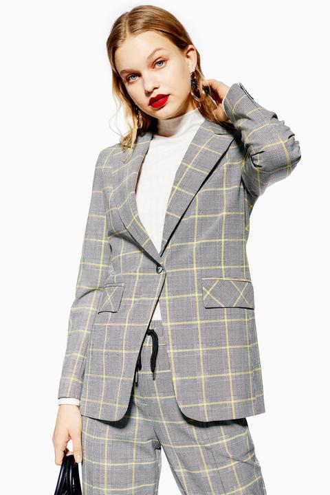 Topshop plaid sales blazer womens