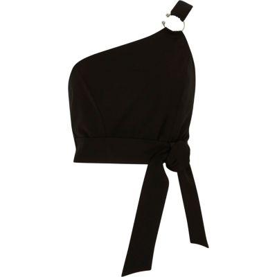 Black Ring One Shoulder Bralet