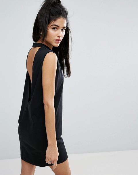 Asos - Vestito T-shirt Senza Maniche Con Scollo A V Sul Retro - Nero