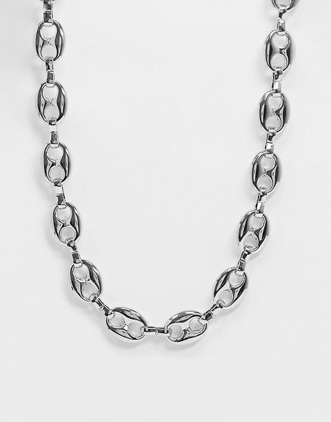 Asos Design Necklace In Chubby Link Chain In Silver Tone