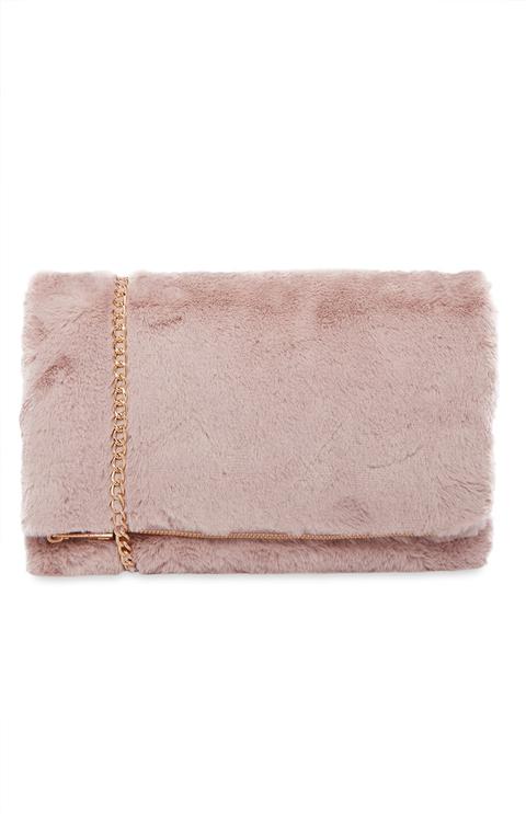 Furry Pink Clutch Bag