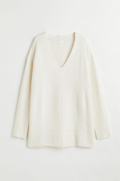 Jersey Con Escote De Pico - Blanco