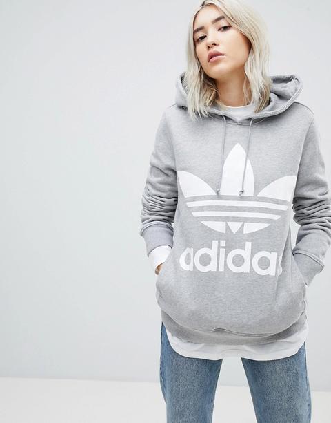 Adidas Originals - Adicolor - Felpa Grigia Con Cappuccio E Trifoglio - Grigio