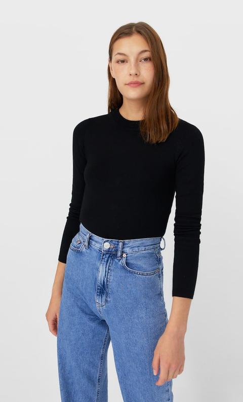Stradivarius Pull En Maille Femme Noir L