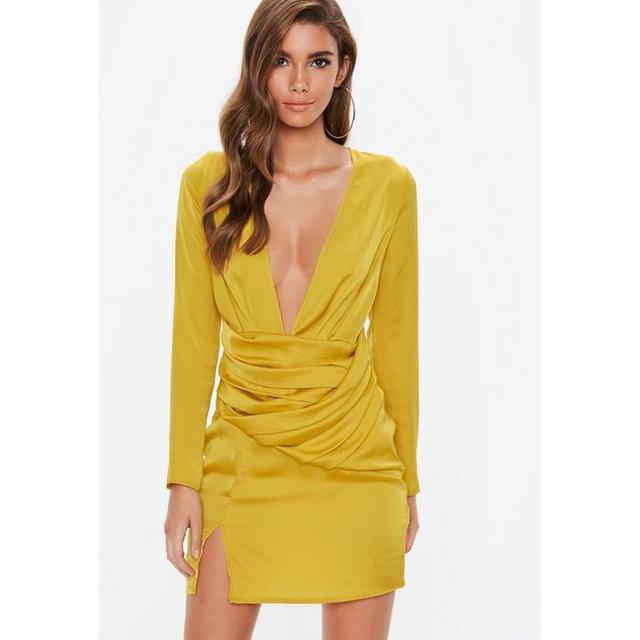 Chartreuse Long Sleeve Panelled Shift Dress, Chartreuse from Missguided on  21 Buttons
