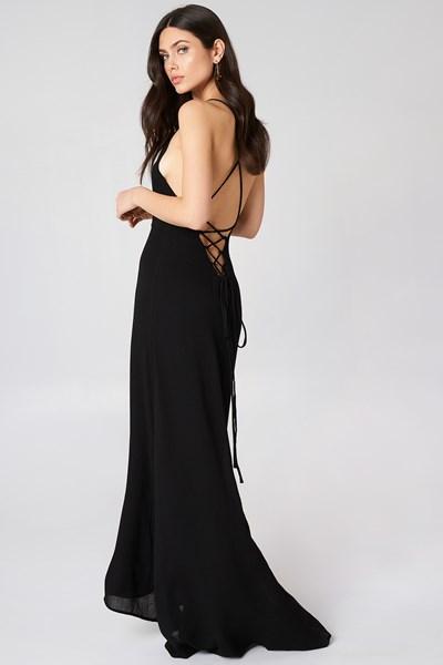 Girl & The Sun Luna Tie Back Maxi Dress - Black