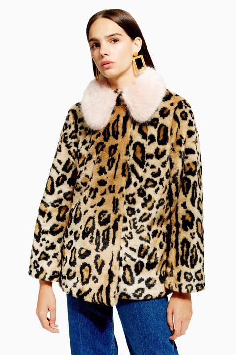 petite leopard faux fur coat