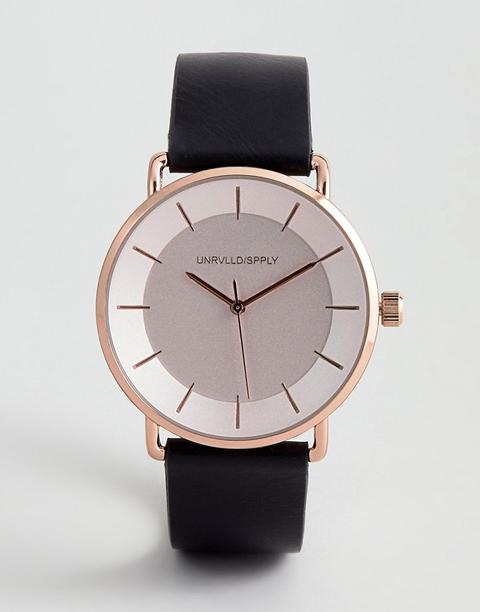 Reloj Negro Con Caja Y Esfera Minimalistas En Dorado Rosa De Asos Design