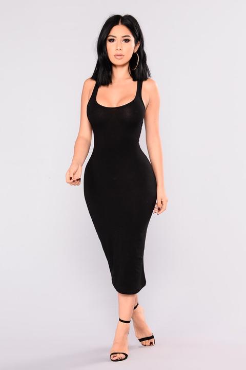 fashion nova black midi dress