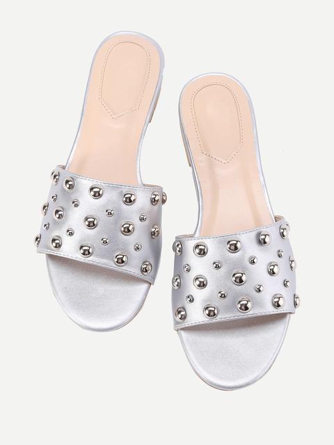 Beaded Detail Flat Sandals