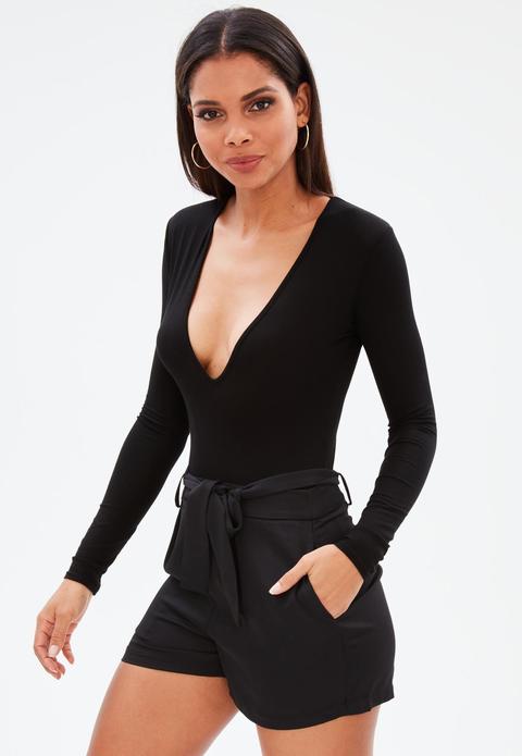 black v neck bodysuit