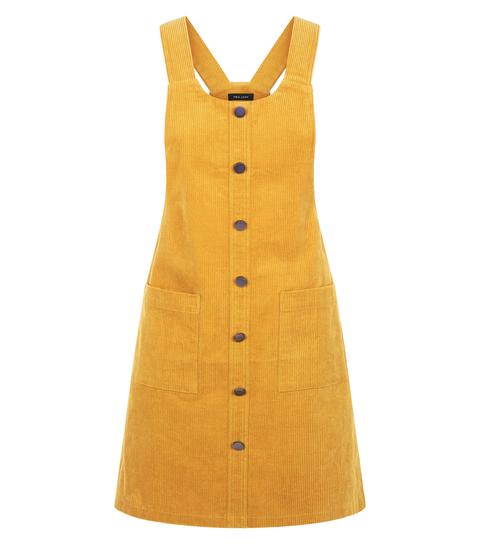 mustard corduroy pinafore dress
